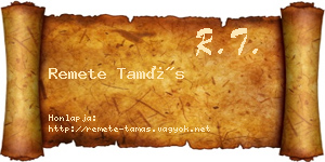 Remete Tamás névjegykártya